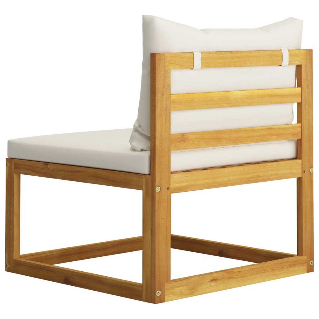 vidaXL Sectional Middle Sofa & Cream White Cushion Solid Acacia Wood