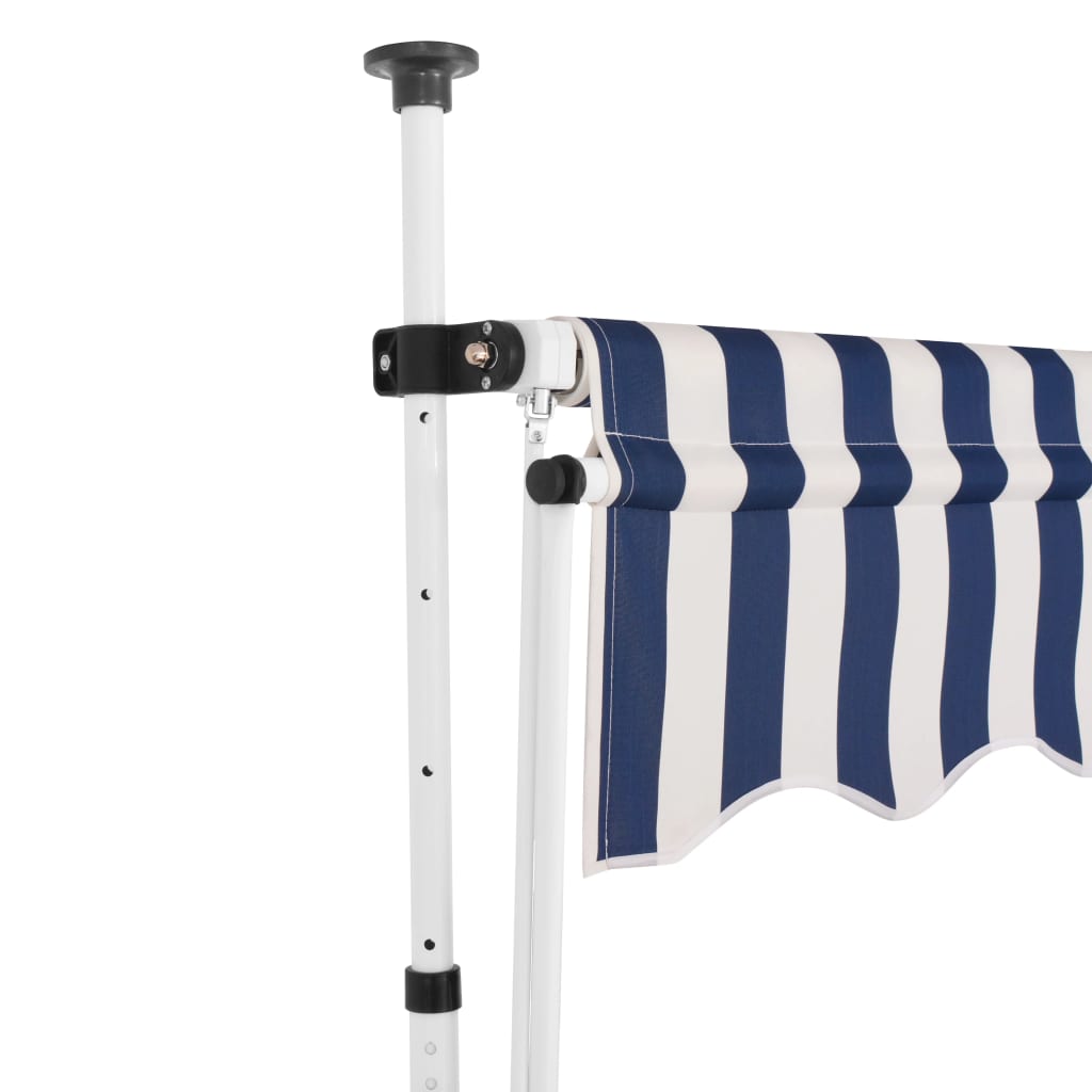 vidaXL Manual Retractable Awning 98.4" Blue and White Stripes