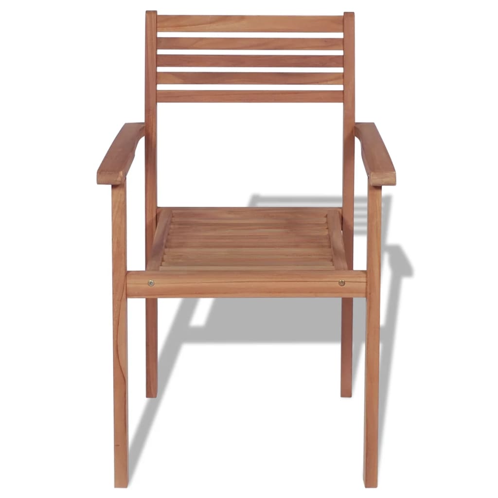 vidaXL Stackable Patio Chairs 4 pcs Solid Teak Wood