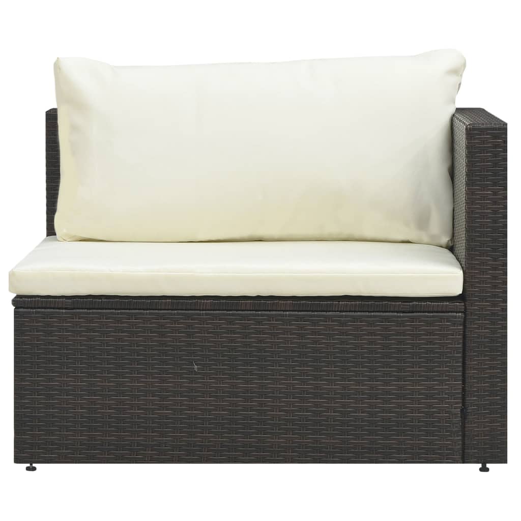 vidaXL 5 Piece Garden Lounge Set with Cushions Poly Rattan Brown