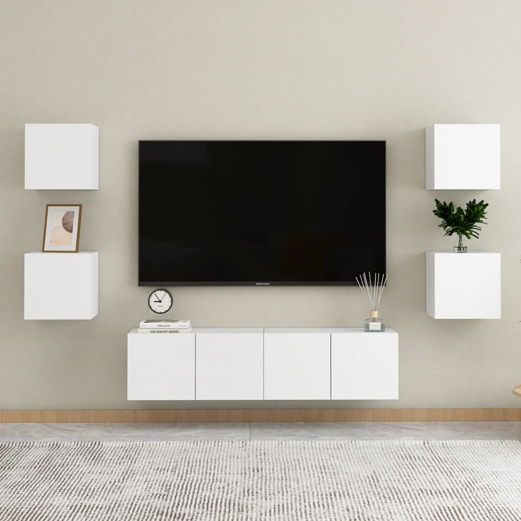 vidaXL Wall Mounted TV Cabinets 4 pcs White 12"x11.8"x11.8"