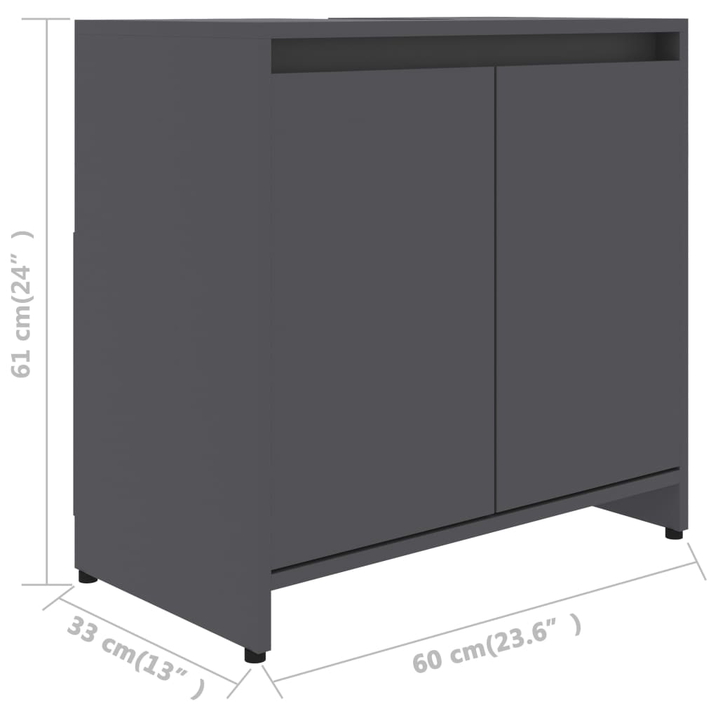 vidaXL Bathroom Cabinet Gray 23.6"x13"x24" Chipboard