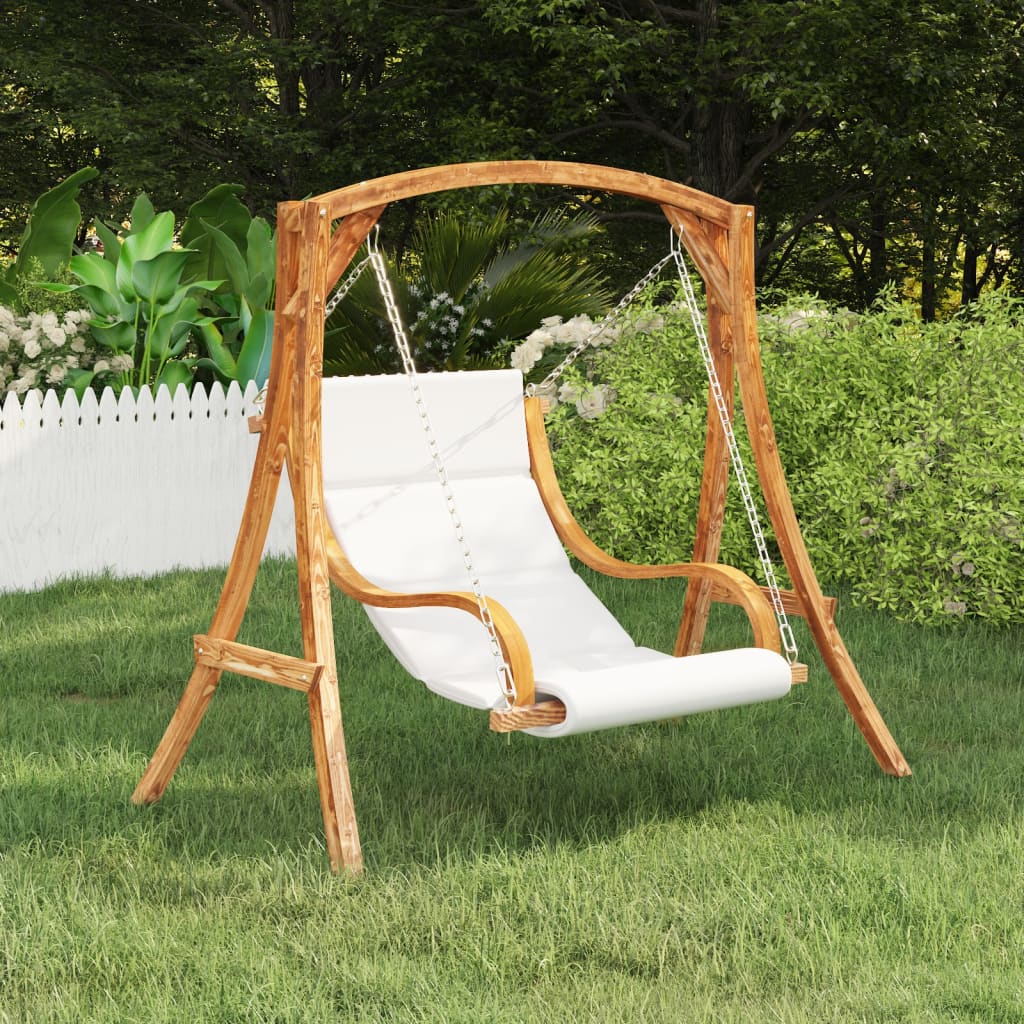 vidaXL Swing Chair with Cream Cushion Bent Wood with Teak Finish