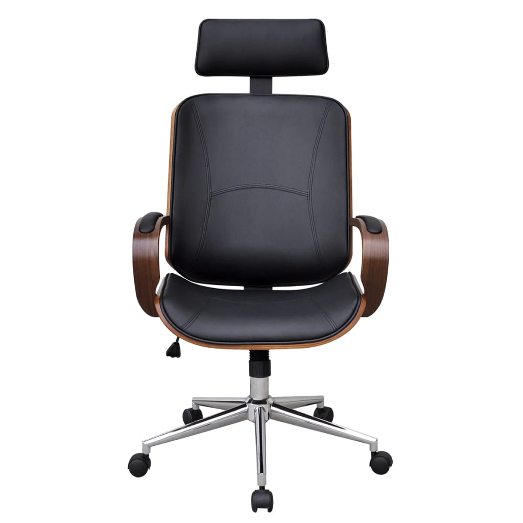vidaXL Swivel Office Chair with Headrest Bentwood Artificial Leather