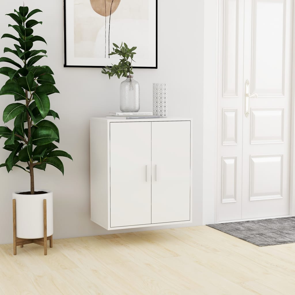 vidaXL Shoe Cabinet High Gloss White 23.6"x13.8"x27.6" Engineered Wood