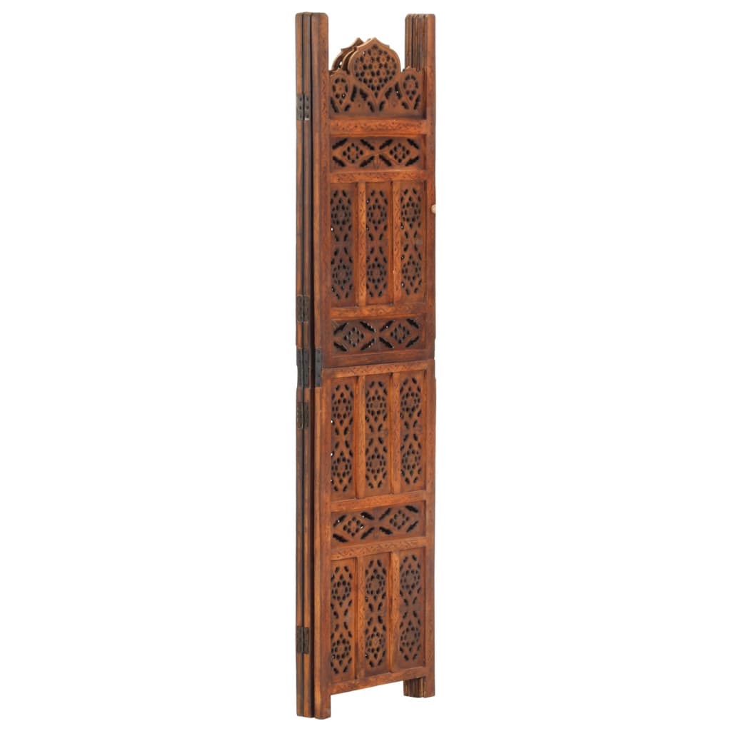 vidaXL Hand carved 3-Panel Room Divider Brown 47.2"x65" Solid Mango Wood
