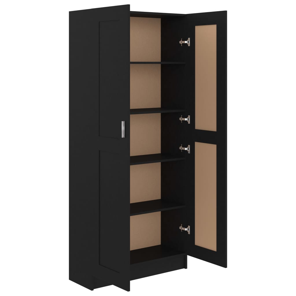 vidaXL Book Cabinet Black 32.5"x12"x73" Engineered Wood
