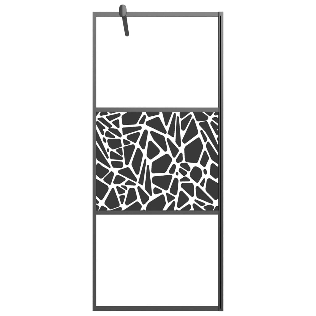 vidaXL Walk-in Shower Wall 31.5"x76.8" ESG Glass with Stone Design Black
