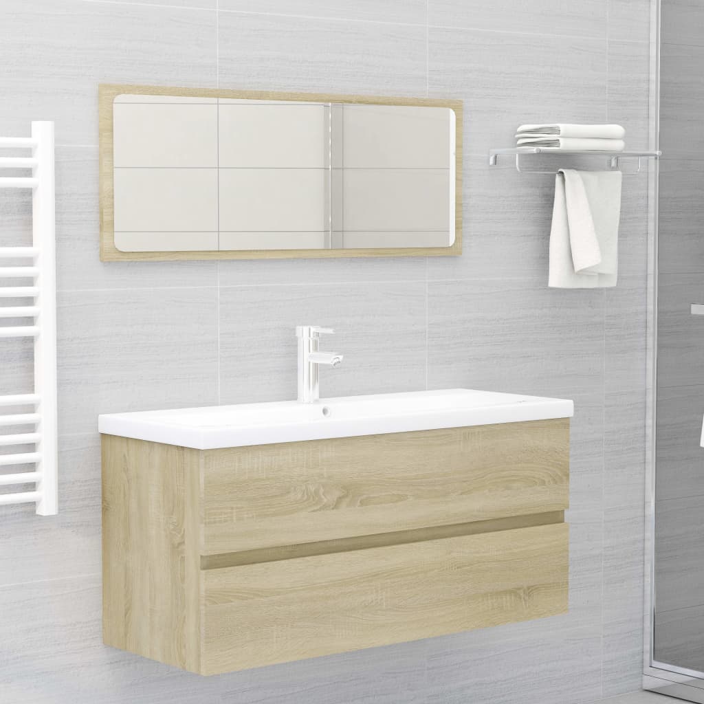 vidaXL 2 Piece Bathroom Furniture Set Sonoma Oak Chipboard