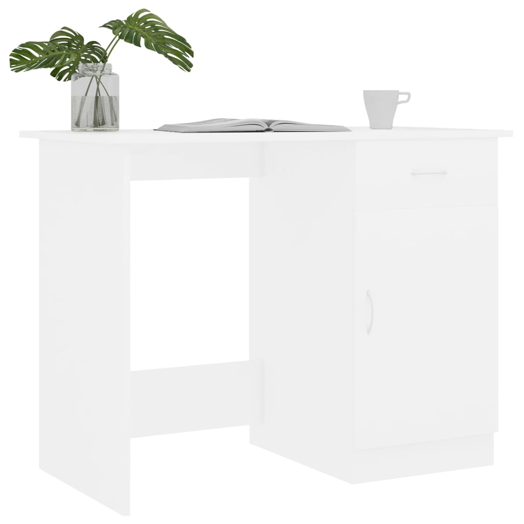 vidaXL Desk White 39.4"x19.7"x29.9" Engineered Wood