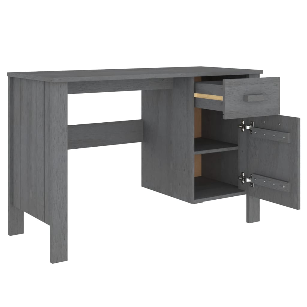 vidaXL Desk Dark Gray 44.5"x19.7"x29.5" Solid Wood Pine