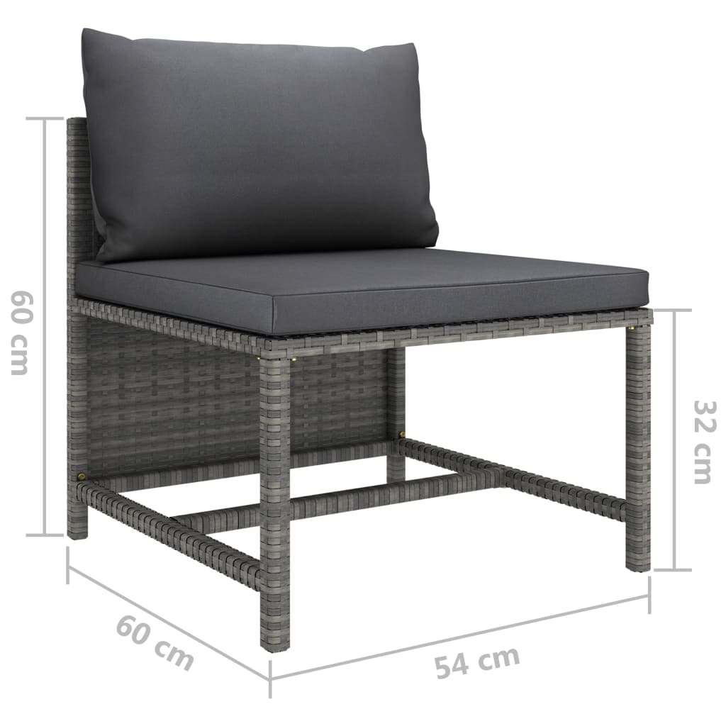 vidaXL 2 Piece Patio Sofa Set with Cushions Gray Poly Rattan