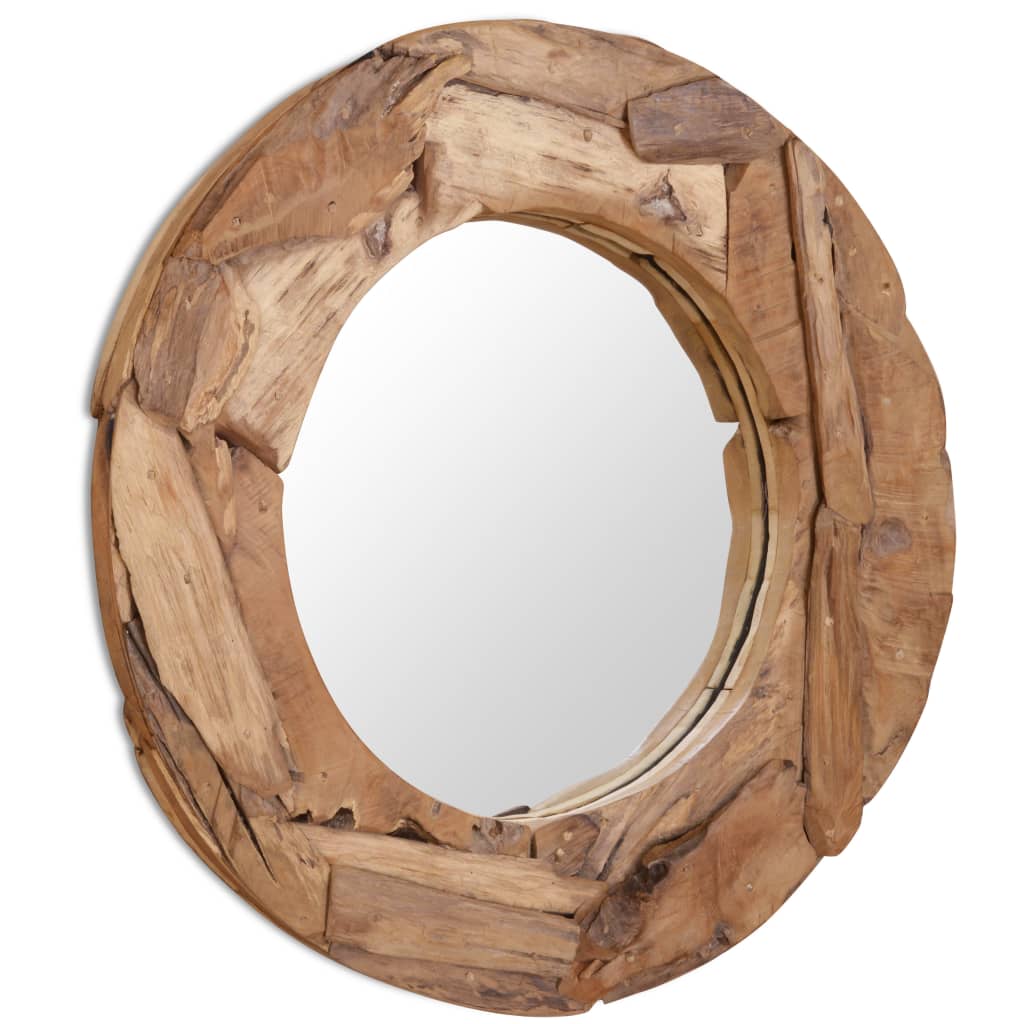 vidaXL Decorative Mirror Teak 31.4" Round