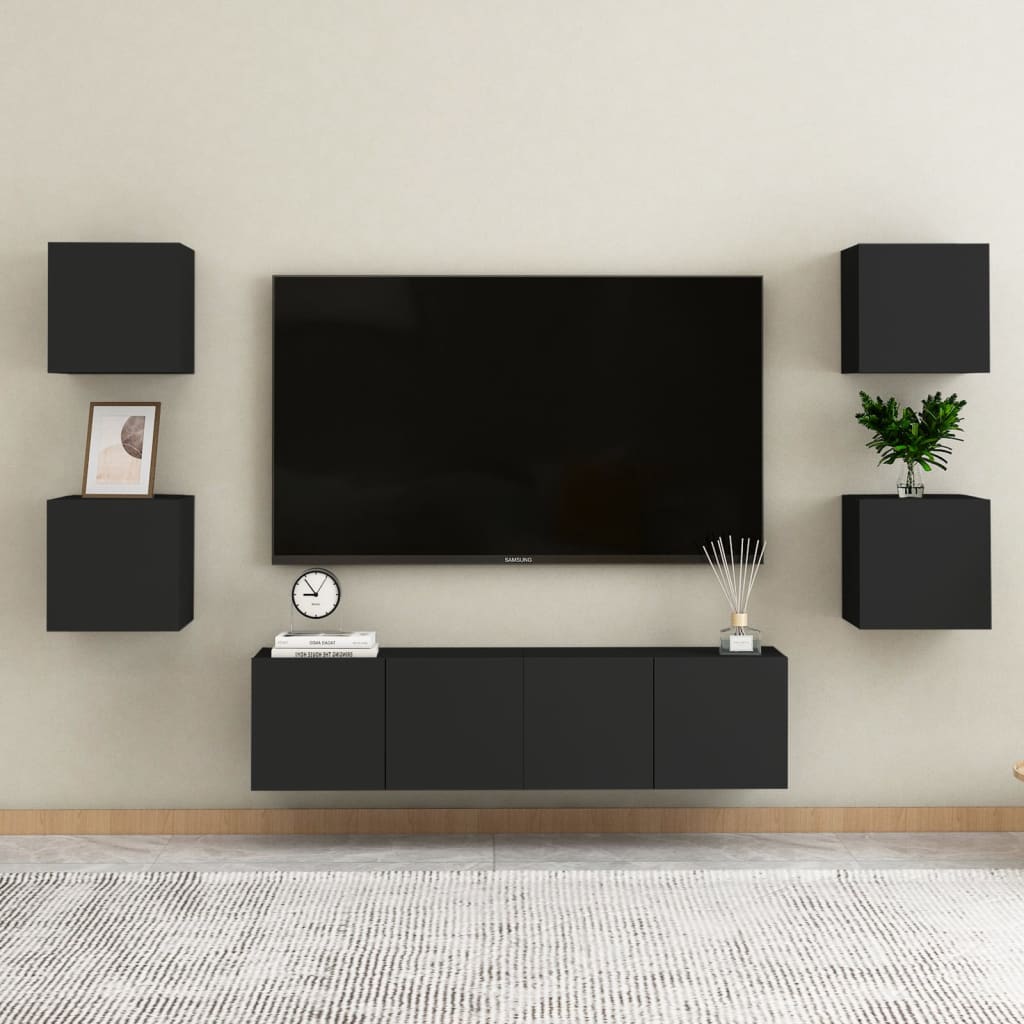 vidaXL Wall Mounted TV Cabinets 2 pcs Black 12"x11.8"x11.8"
