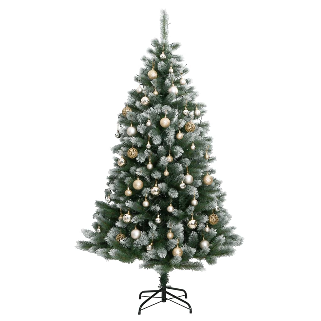 vidaXL Artificial Hinged Christmas Tree 150 LEDs & Ball Set 59.1"