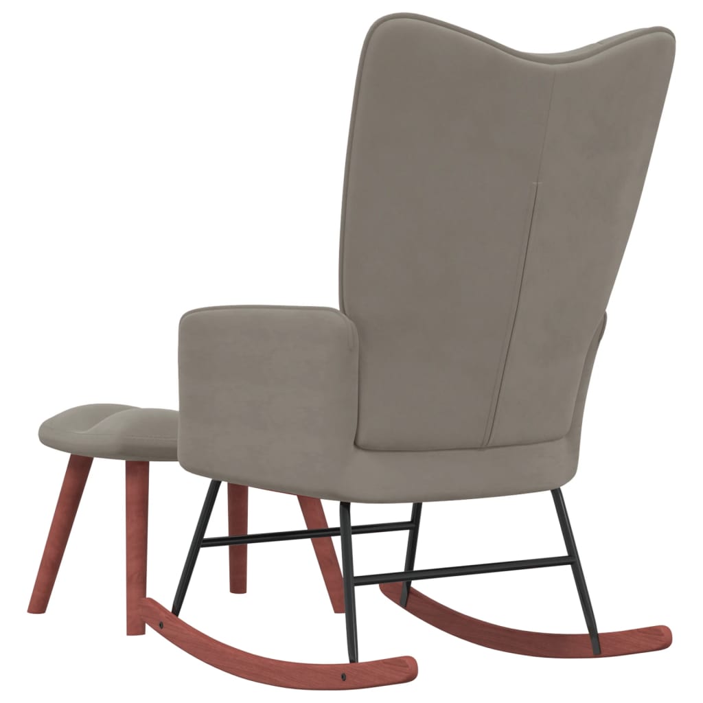 vidaXL Rocking Chair with Ottoman Light Gray Velvet