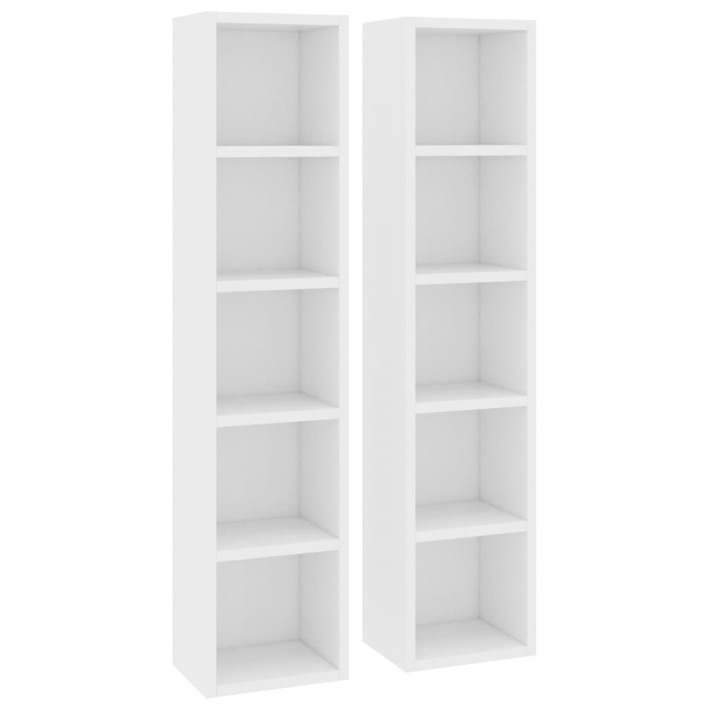 vidaXL CD Cabinets 2 pcs White 8.3"x6.3"x36.8" Engineered Wood