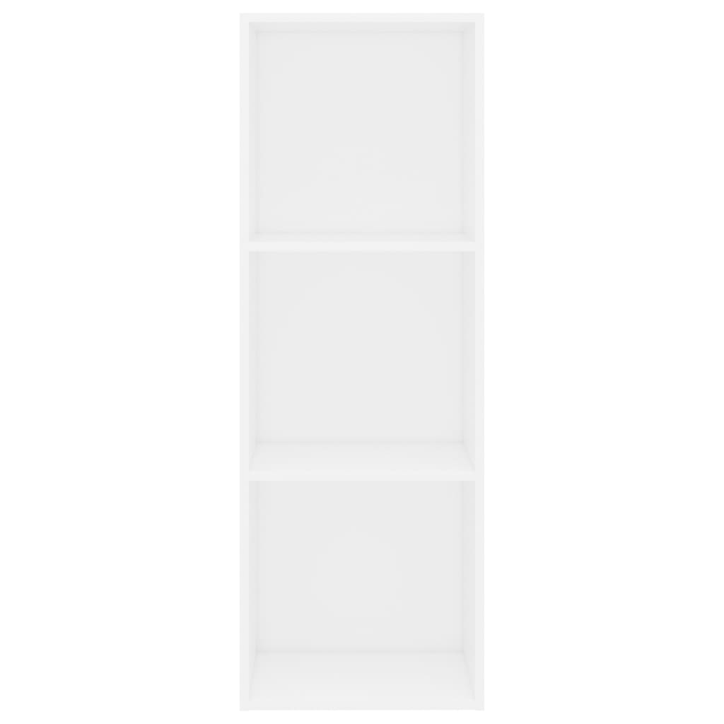 vidaXL 3-Tier Book Cabinet White 15.7"x11.8"x44.9" Chipboard