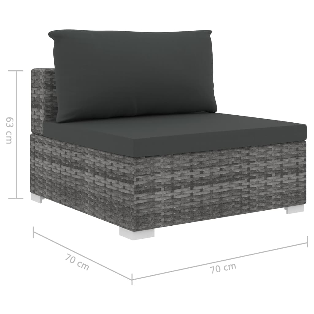 vidaXL 11 Piece Patio Lounge Set with Cushions Poly Rattan Gray