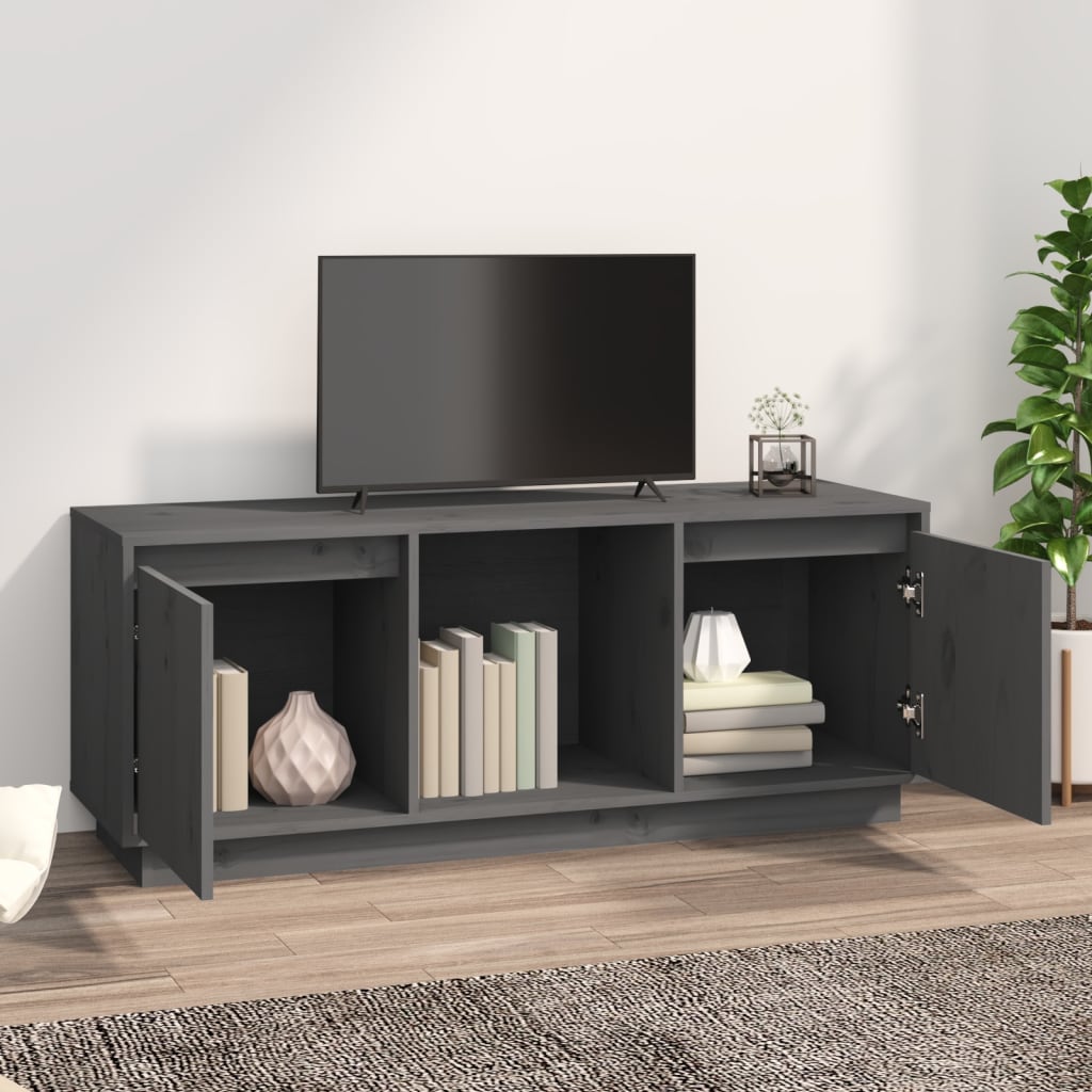 vidaXL TV Stand Gray 43.5"x13.8"x17.3" Solid Wood Pine