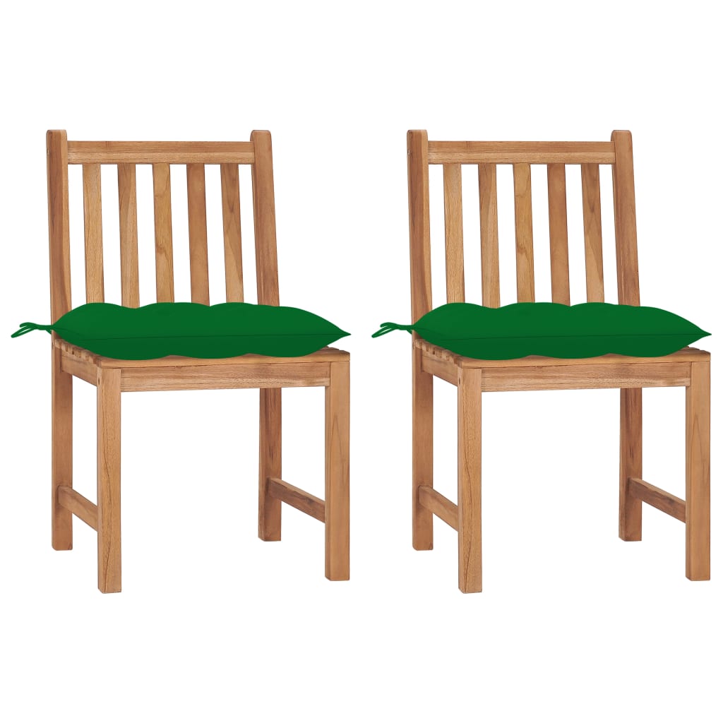 vidaXL Patio Chairs 2 pcs with Cushions Solid Teak Wood