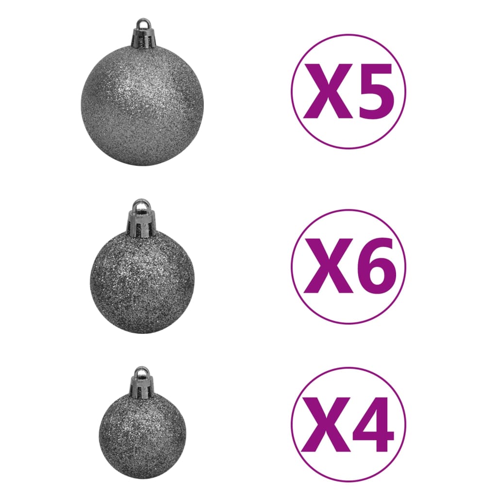vidaXL Slim Christmas Tree with LEDs&Ball Set Gold 47.2"