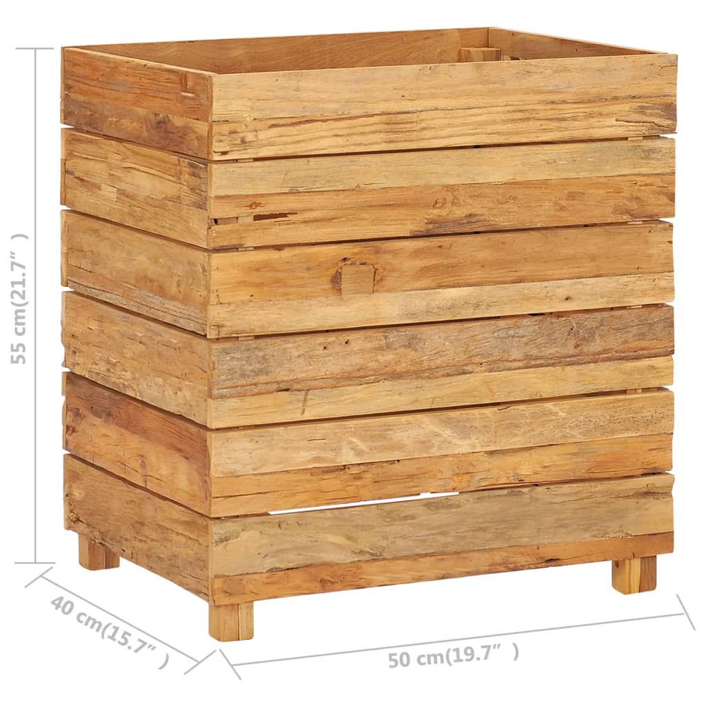 vidaXL Raised Bed 19.7"x15.7"x21.7" Solid Wood Teak and Steel