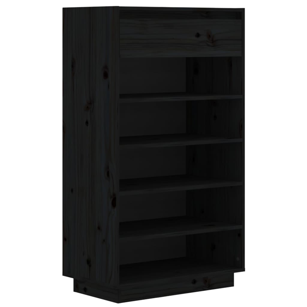 vidaXL Shoe Cabinet Black 23.6"x13.4"x41.3" Solid Wood Pine