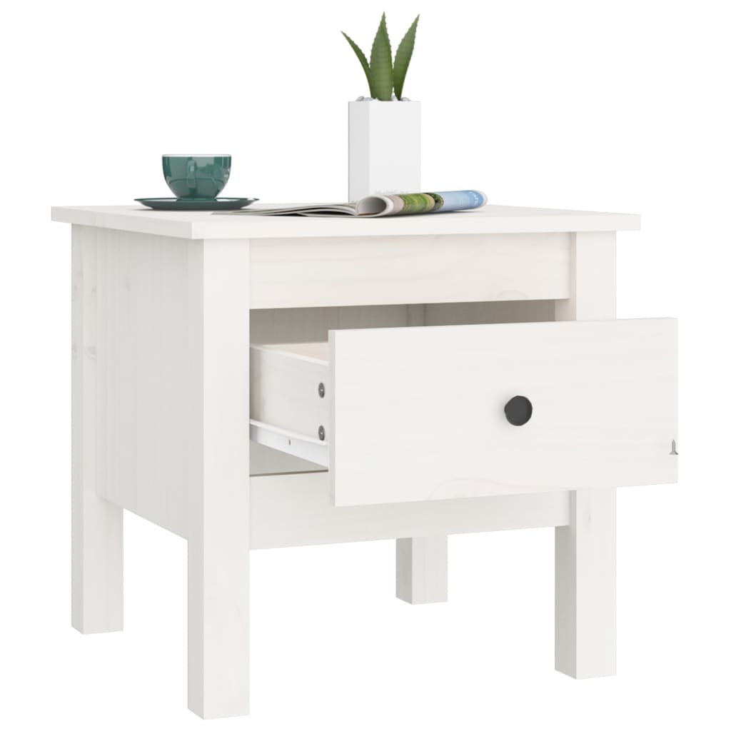 vidaXL Side Table White 15.7"x15.7"x15.4" Solid Wood Pine