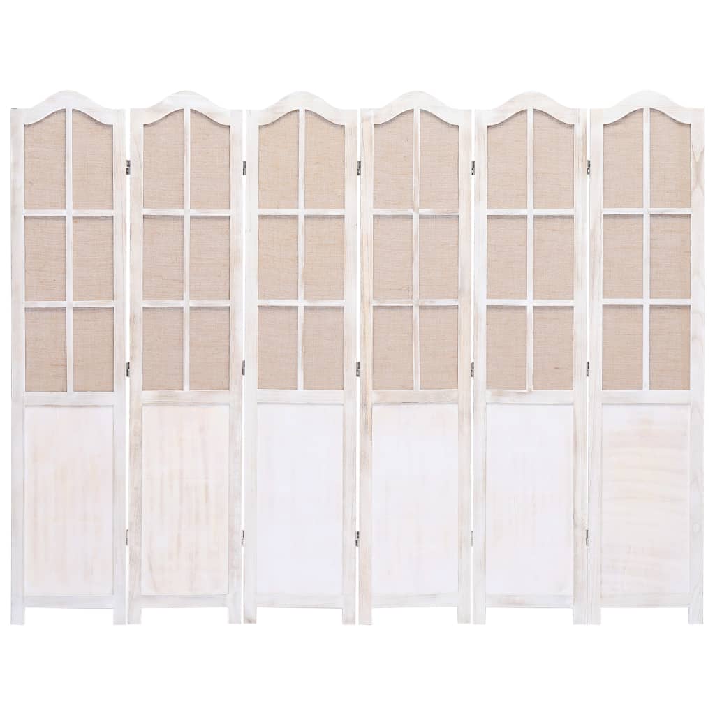 vidaXL 6-Panel Room Divider White 82.7"x65" Fabric