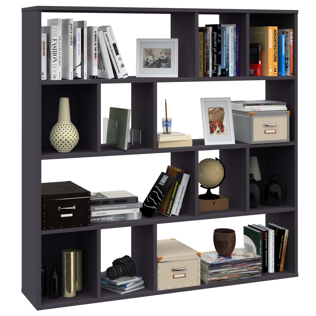 vidaXL Room Divider/Book Cabinet Gray 43.3"x9.4"x43.3" Chipboard