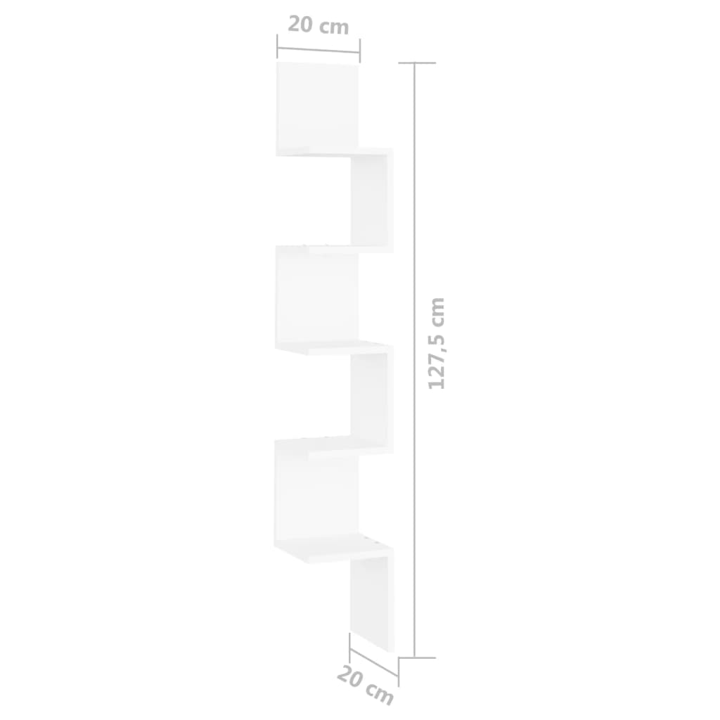 vidaXL Wall Corner Shelf White 7.9"x7.9"x50.2" Engineered Wood