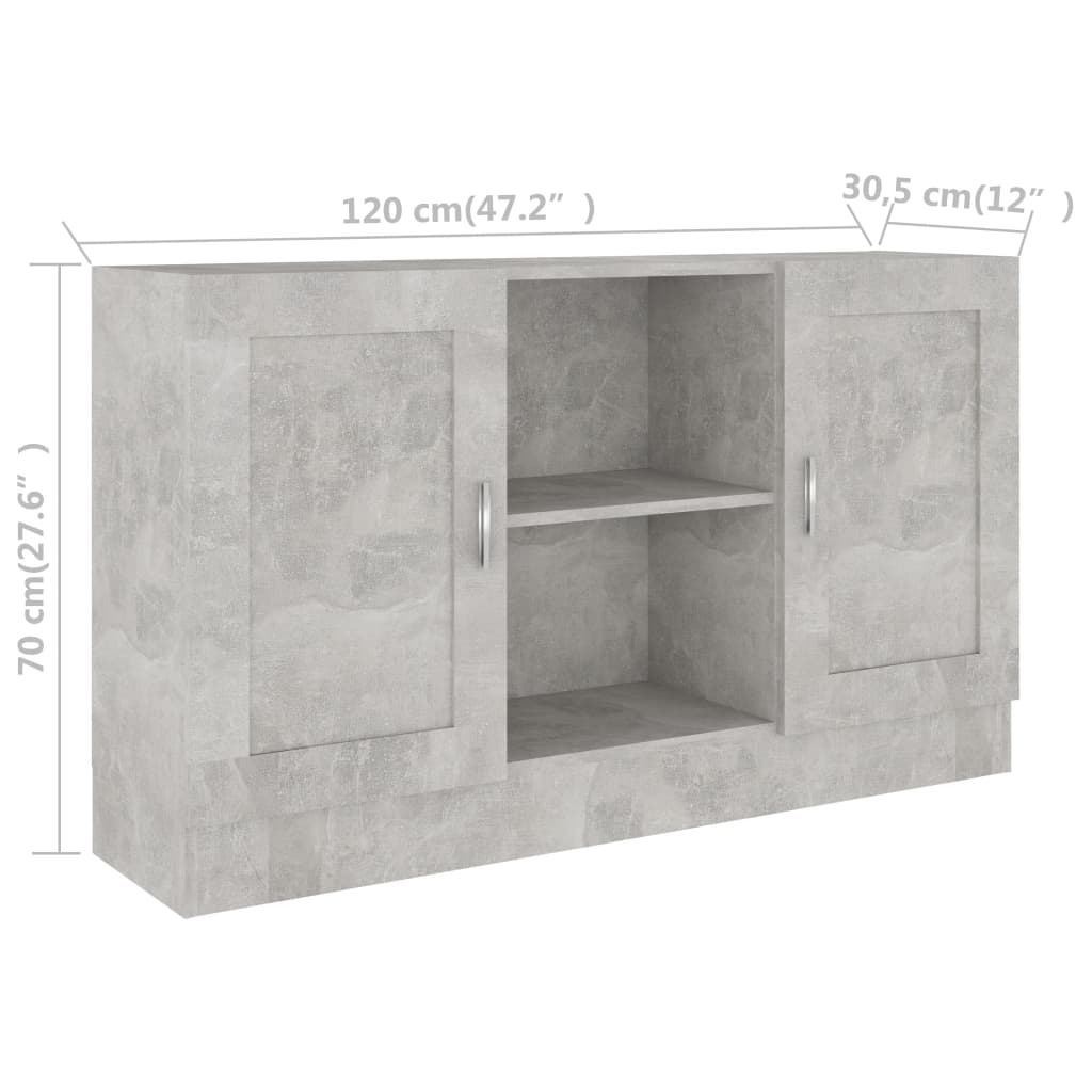 vidaXL Sideboard Concrete Gray 47.2"x12"x27.6" Engineered Wood