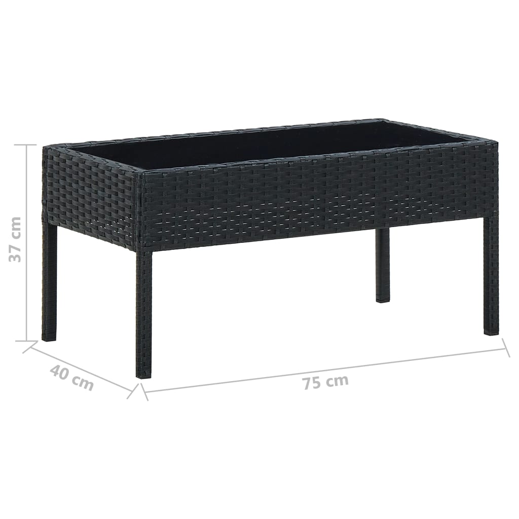vidaXL Patio Table Black 29.5"x15.7"x14.6" Poly Rattan