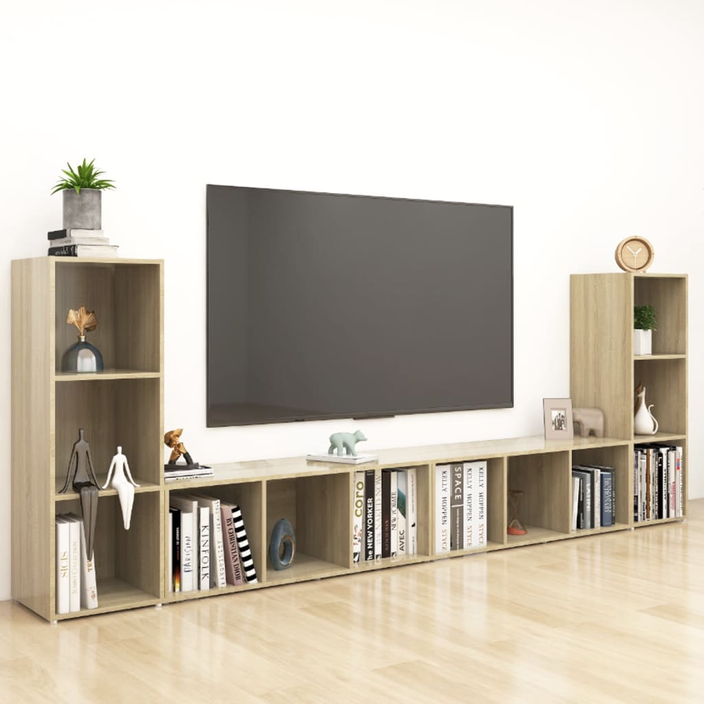 vidaXL TV Stands 4 pcs Sonoma Oak 42.1"x13.8"x14.6" Engineered Wood