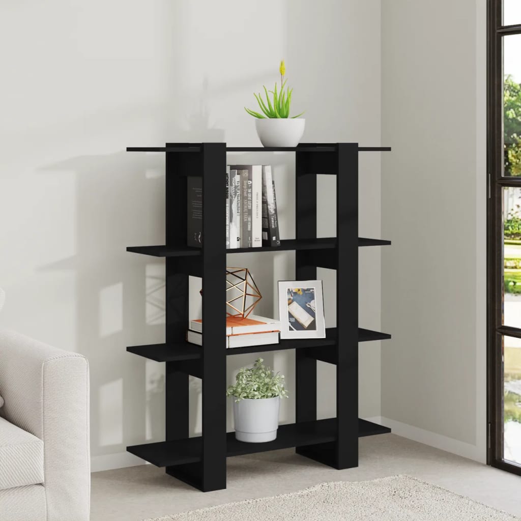 vidaXL Book Cabinet/Room Divider Black 39.4"x11.8"x48.6"