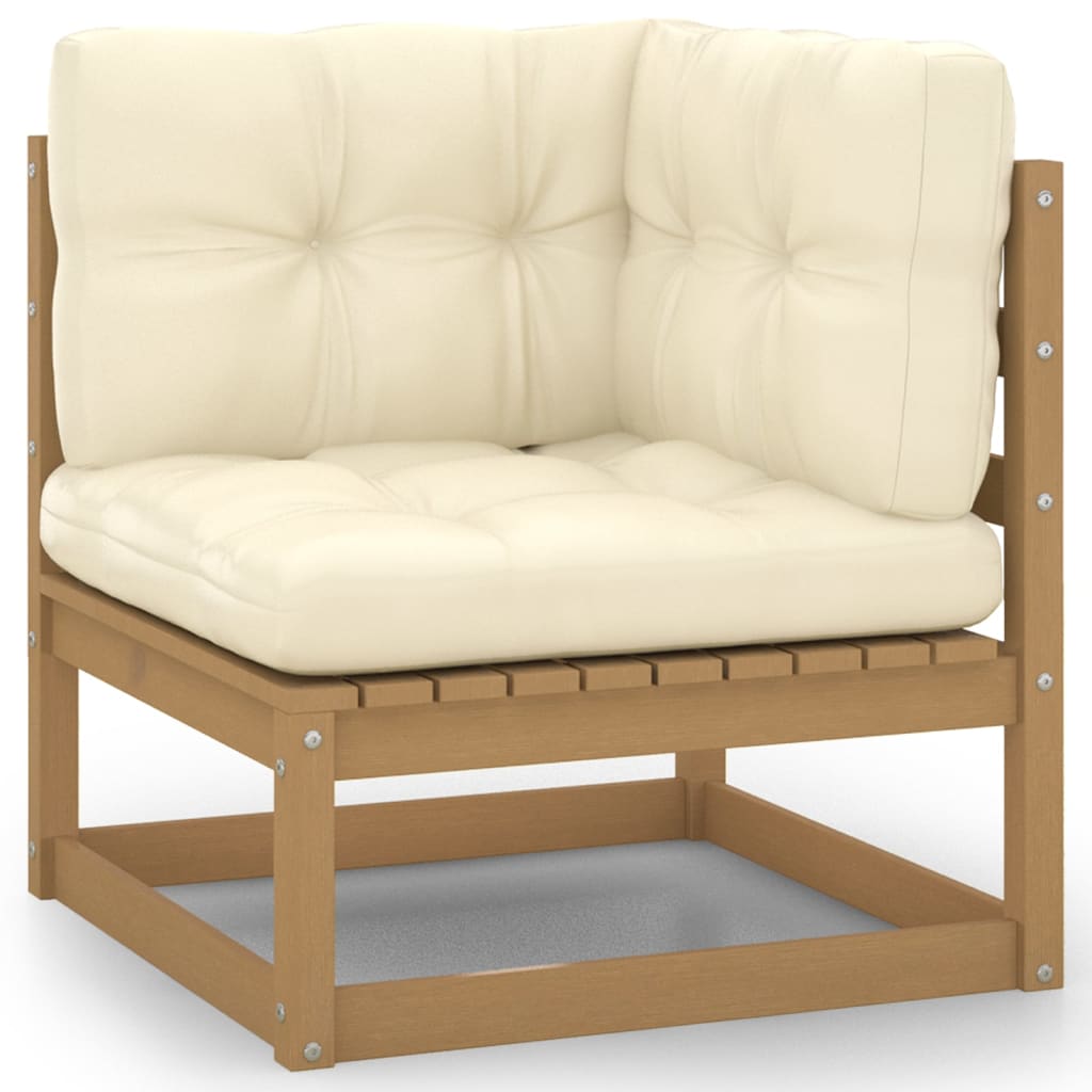 vidaXL 9 Piece Patio Lounge Set & Cushions Honey Brown Solid Pinewood