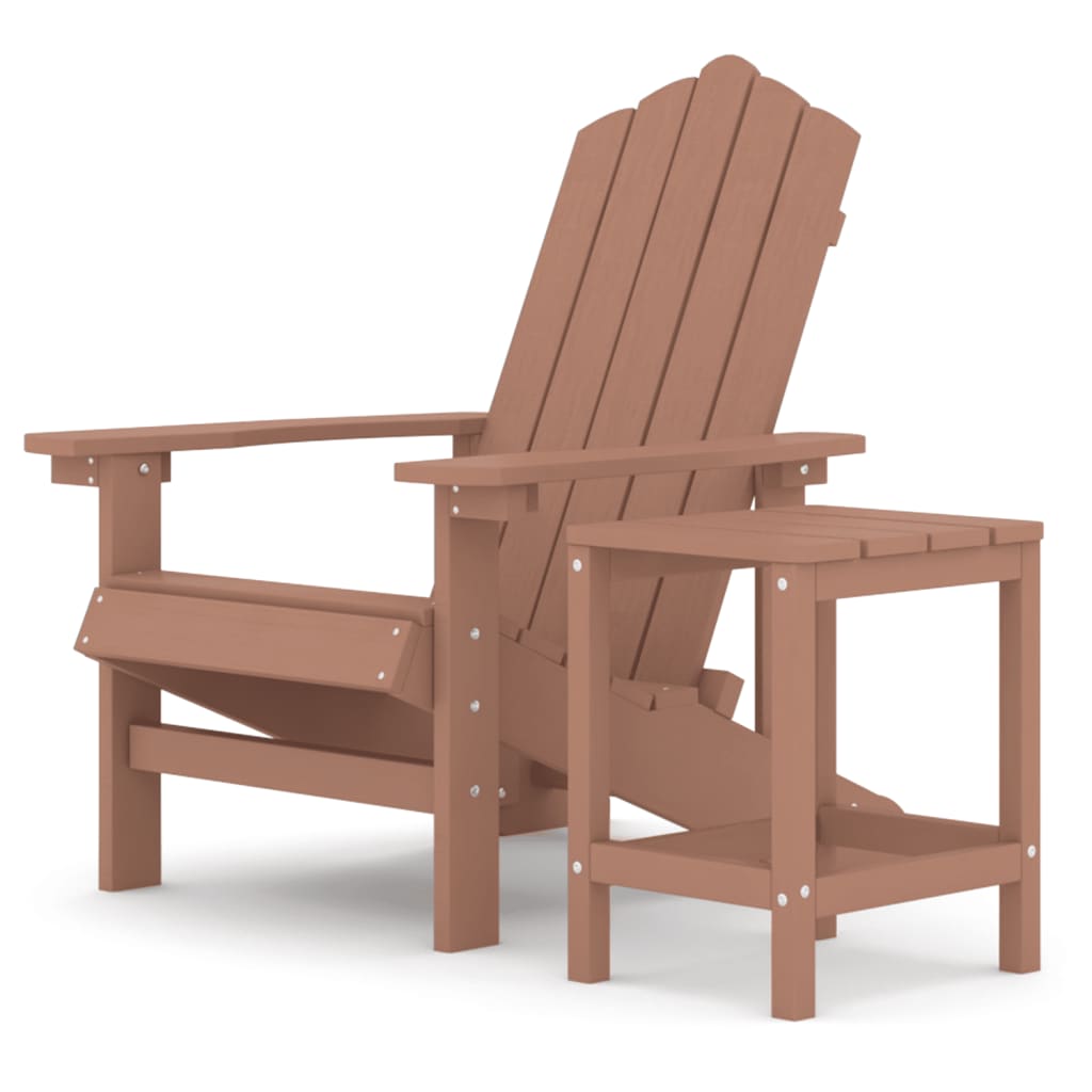 vidaXL Patio Adirondack Chair with Table HDPE Brown