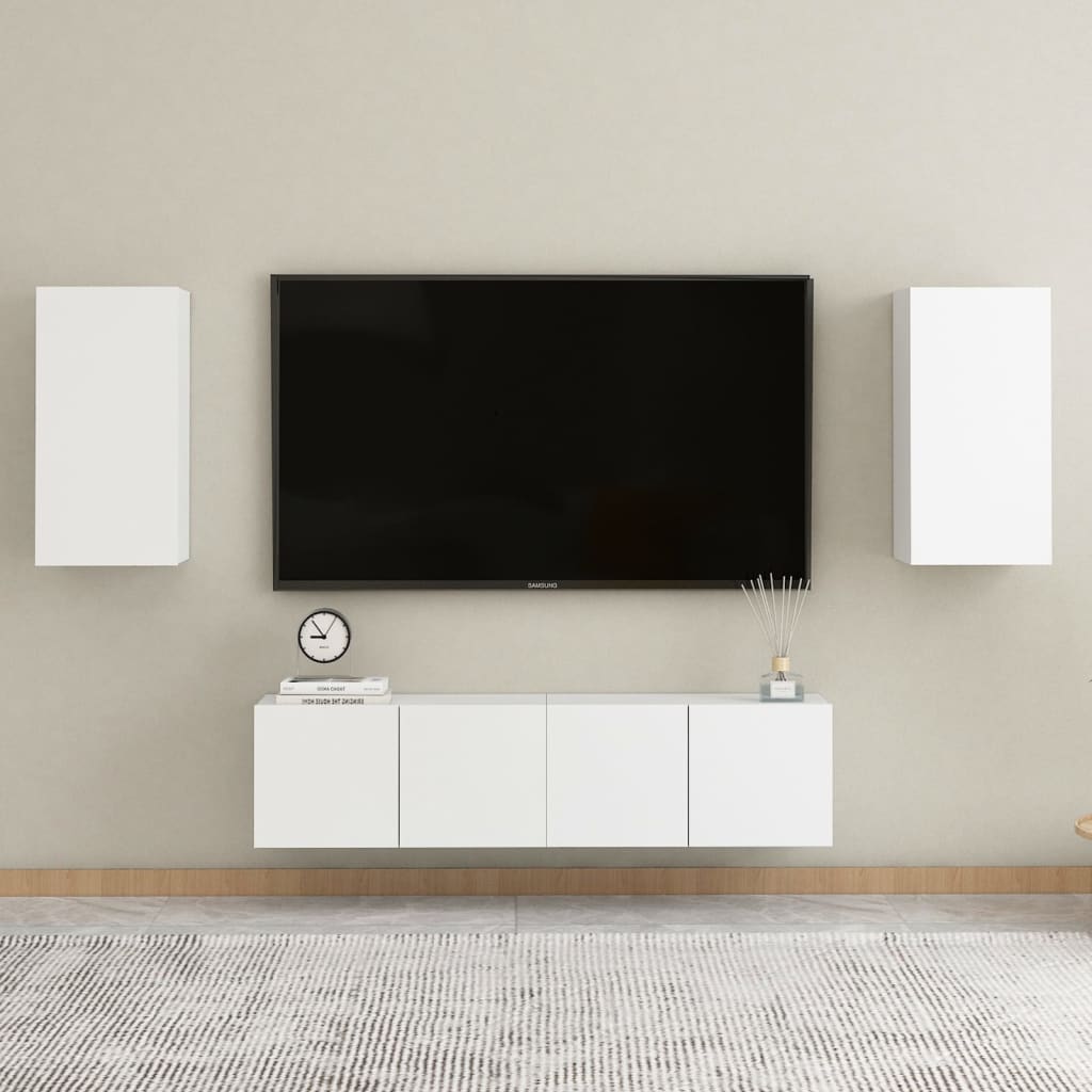 vidaXL TV Stands 2 Pcs White 12"x11.8"x23.6" Engineered Wood