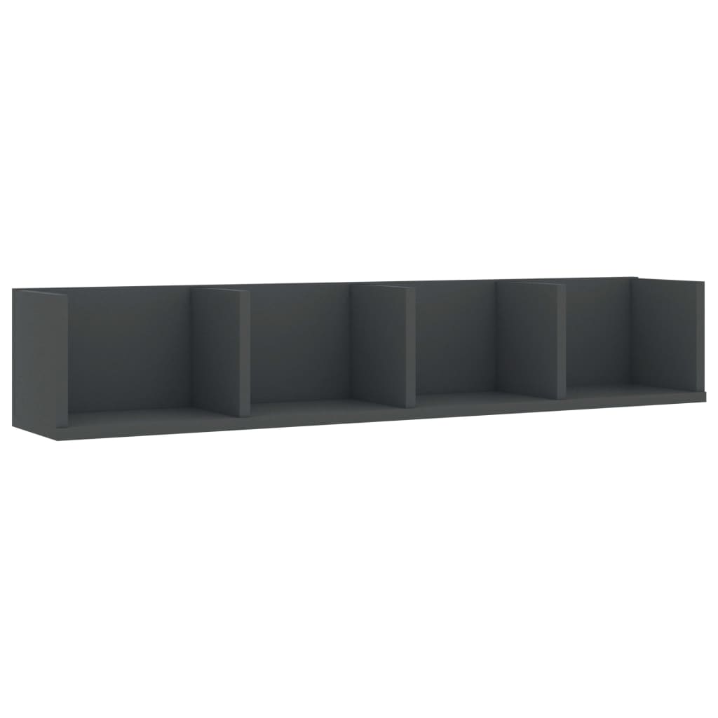 vidaXL CD Wall Shelf Gray 39.4"x7.1"x7.1" Engineered Wood