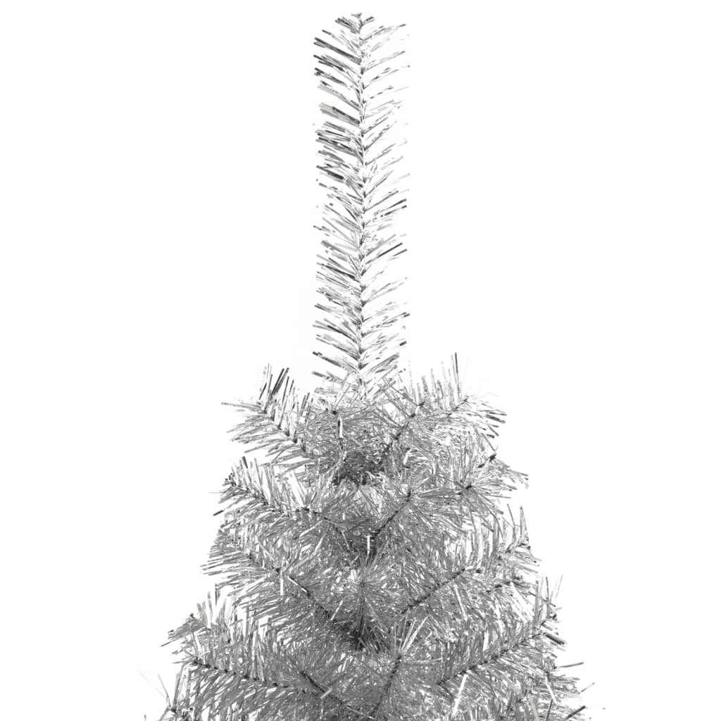 vidaXL Artificial Half Christmas Tree with Stand Silver 6 ft PVC
