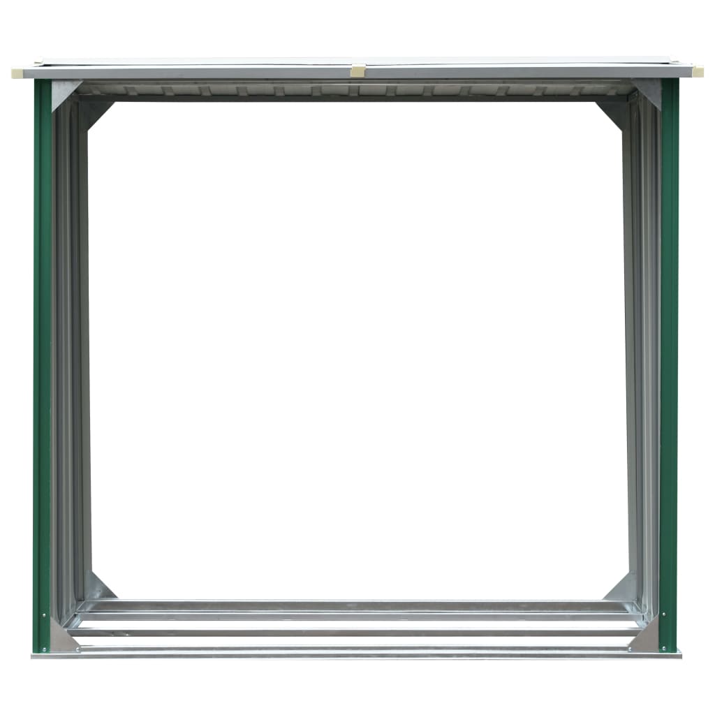 vidaXL Log Storage Shed Galvanized Steel 67.7"x35.8"x60.6" Green