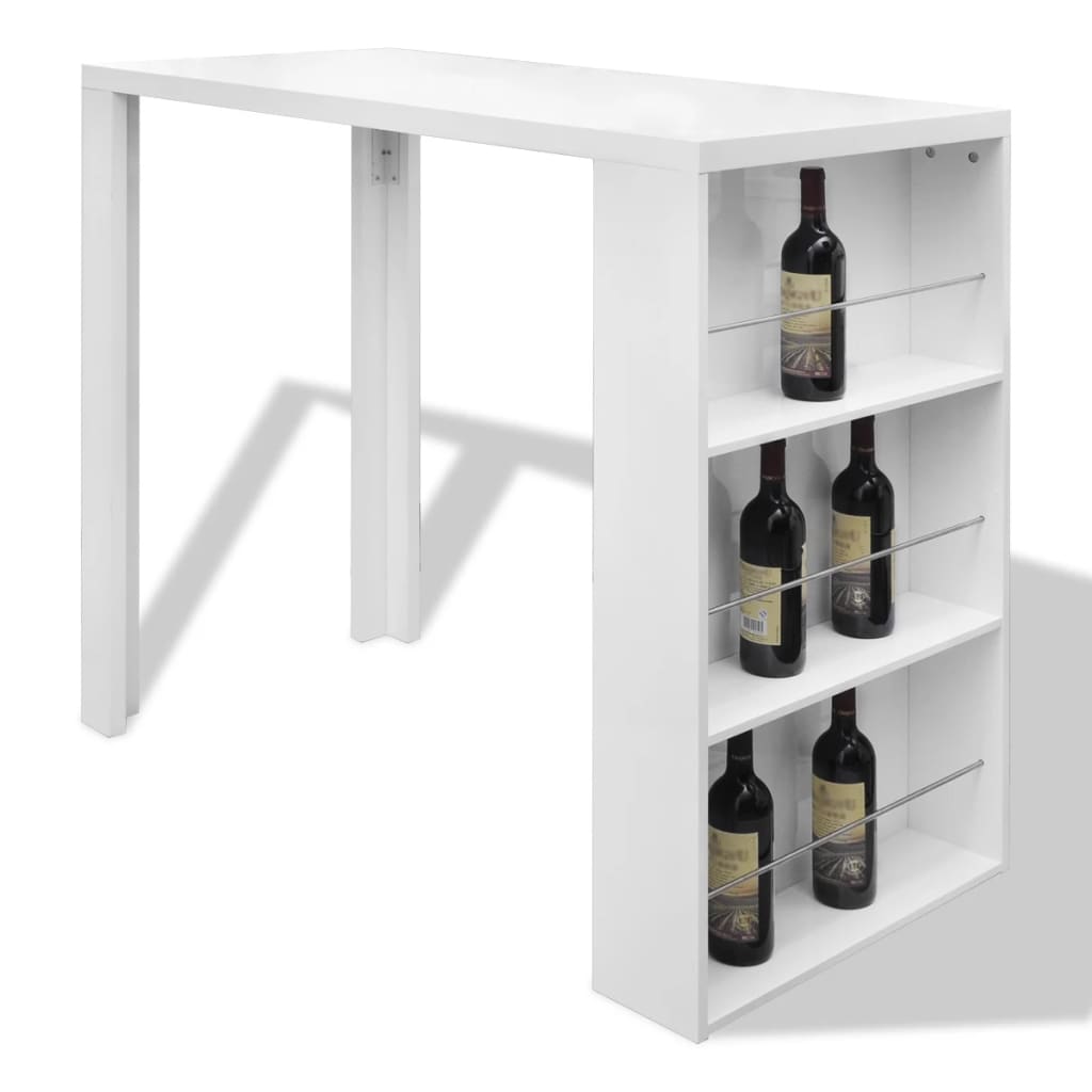 vidaXL Bar Table MDF with Wine Rack High Gloss White