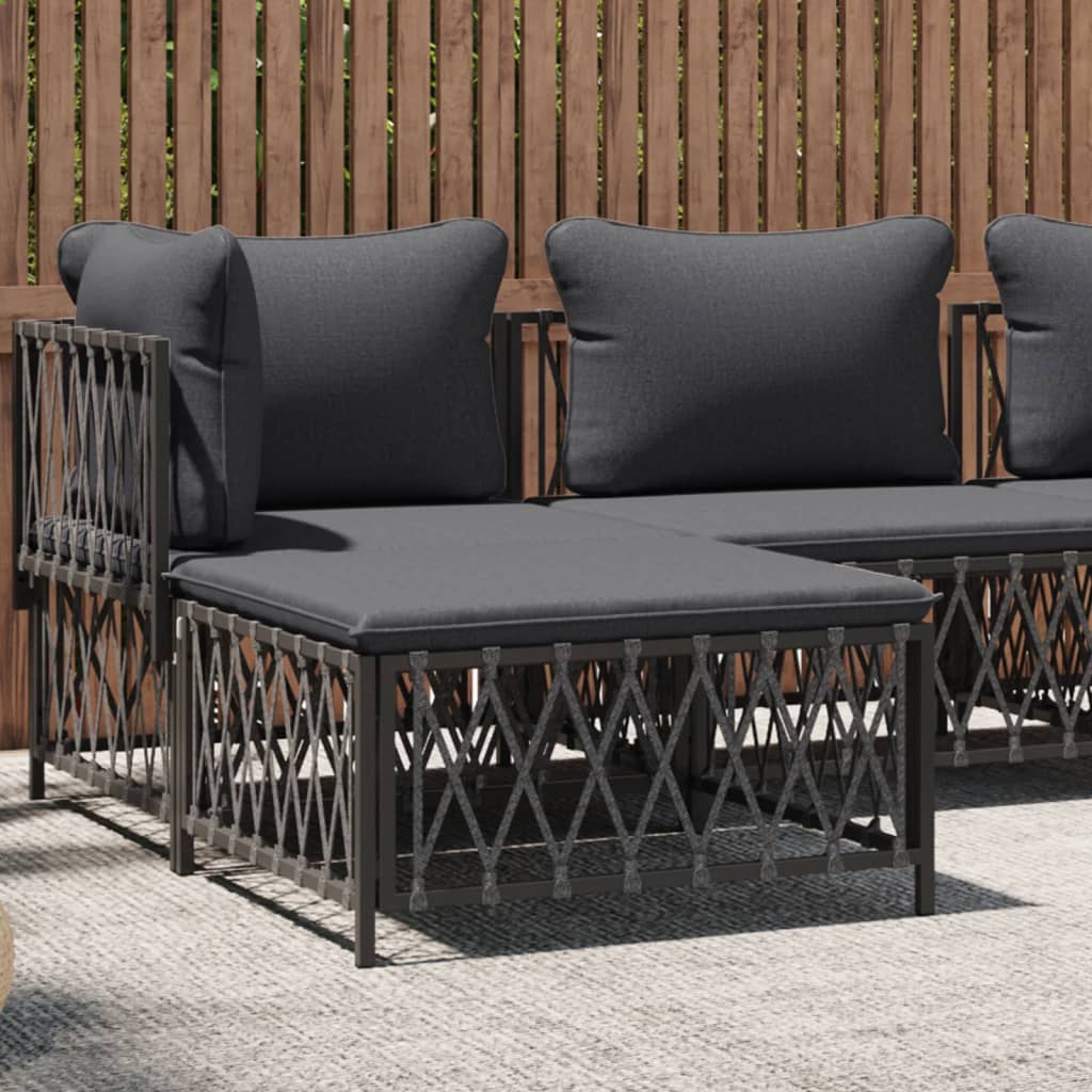 vidaXL Patio Footstool with Cushion Anthracite Woven Fabric