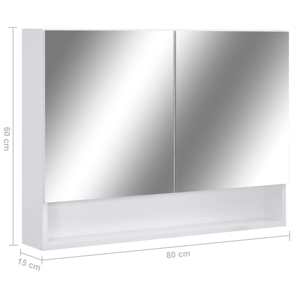 vidaXL LED Bathroom Mirror Cabinet White 31.5"x5.9"x23.6" MDF