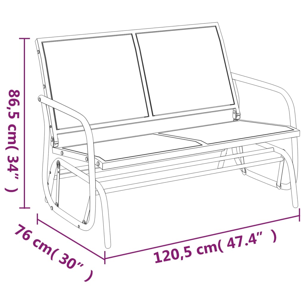 vidaXL 3 Piece Garden Glider Lounge Set Black Textilene and Steel