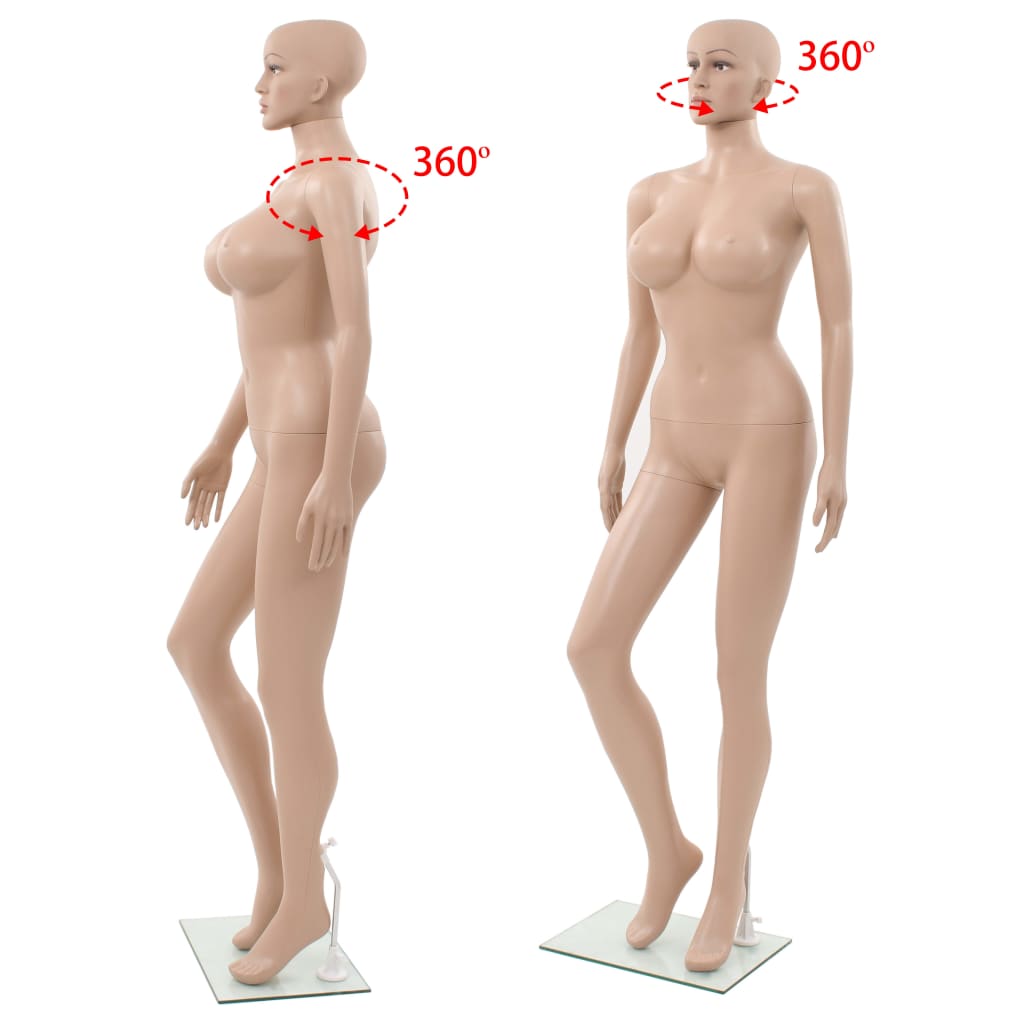 vidaXL Sexy Female Mannequin with Glass Base Beige 70.9"