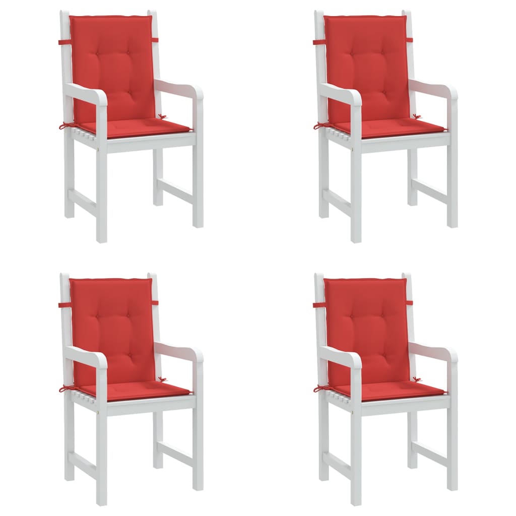 vidaXL Garden Lowback Chair Cushions 4 pcs Red 39.4"x19.7"x1.2" Oxford Fabric