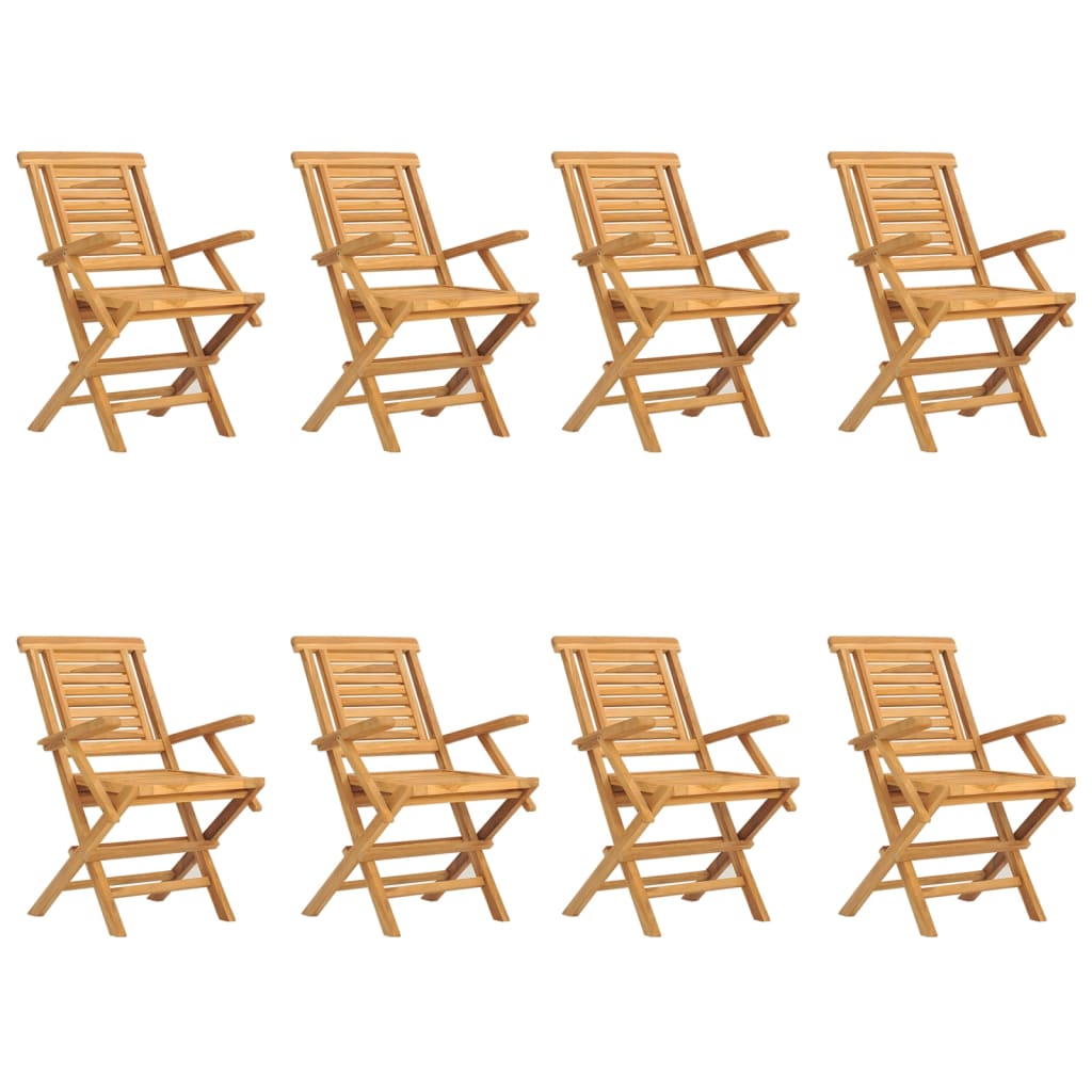 vidaXL Folding Patio Chairs 8 pcs 22"x24.8"x35.4" Solid Wood Teak