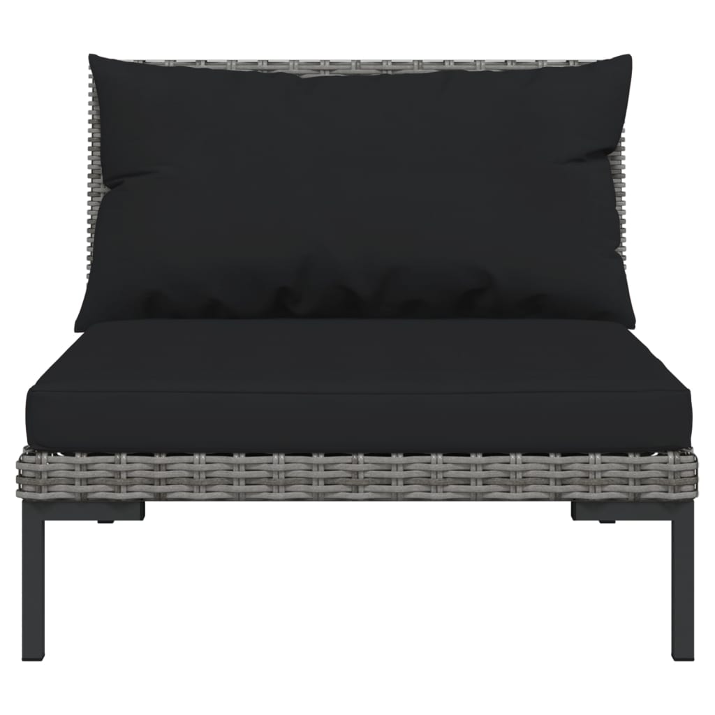 vidaXL 14 Piece Patio Lounge Set with Cushions Poly Rattan Dark Gray